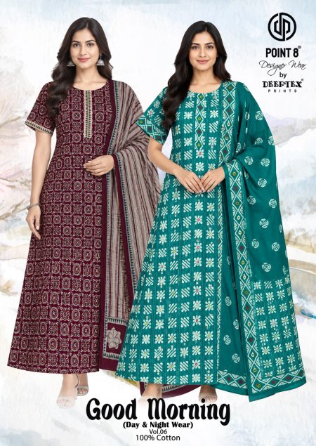 Good Morning Vol 6 By Deeptex Cotton Printed Nighty With Dupatta 